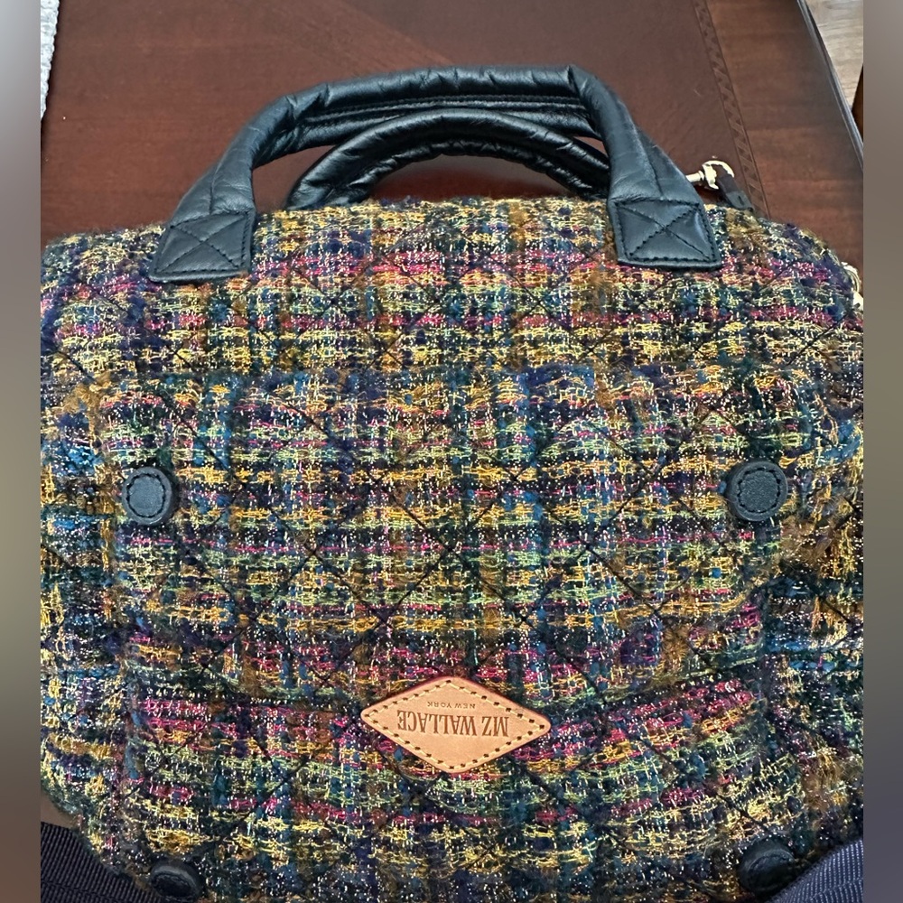 MZ Wallace The Metro Tote® Deluxe - Mini - Gold Multi Tweed Crossbody NWOT $258 - Picture 3 of 15